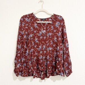 American Eagle Long Sleeve Floral Blouse